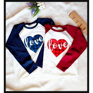 เซท2ตัว เสื้อคู่รัก แขนยาว สีกรม แดง น่ารักสุด แขนยาว รับหนาวนี้ พร้อมส่ง Cotton100%