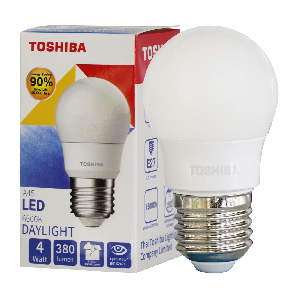 TOSHIBA หลอดไฟ LED 4W แสงขาว / แสงส้ม (DL / WW) E27