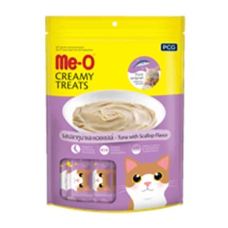 มีโอ ขนมแมวครีมมี่ทรีต รสปลาทูน่าและหอยเชลล์ 15 กรัม x 20 ซอง อาหารแมว Me-O Creamy Treats Cat Snack Tuna &amp; Scallop Flavo