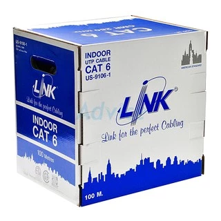 ✔ของแท้✔สายแลน LINK (US-9106LSZH-1) (US-9106-1) CAT6 UTP Cable (100m/Box) Original สำหรับภายในอาคาร สายสีขาว