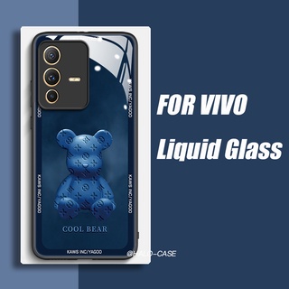 เคส Vivo V23 5G V23e V15 V20 Pro โทรศัพท์มือถือแบบแก้ว ลายหมี 3D สําหรับ