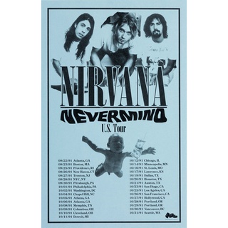 โปสเตอร์ Nirvana เนอร์วานา Kurt Cobain เคิร์ท โคเบน Music Poster โปสเตอร์ติดผนัง ตกแต่งผนัง ตกแต่งบ้าน  รูปภาพติดห้อง