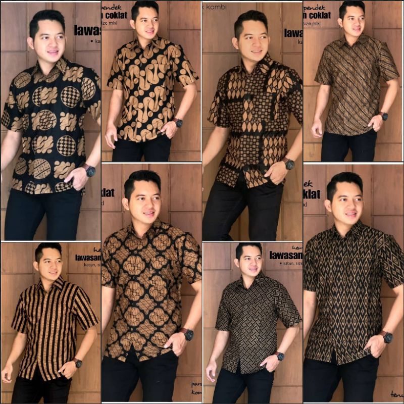 HEM, SHORT SLEEVE, TATIK CLOTHES, PEKALONGAN BATIK, ท็อปส์ซูของผู้ชาย, ผ้าบาติกยอดนิยม ARKA COLLECTION
