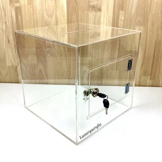 กล่องรับบริจาคอะคริลิคใส พร้อมกุญแจล็อก /Donation Box 30x30x30cm.
