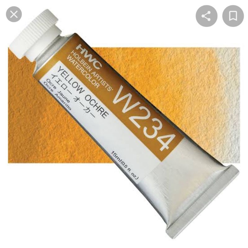 Yellow Ochre 5/15/60ml W034/W234/WW034  SerA สีน้ำโฮลเบน Japan Holbein Artist Watercolor ホルベイン透明水彩絵具