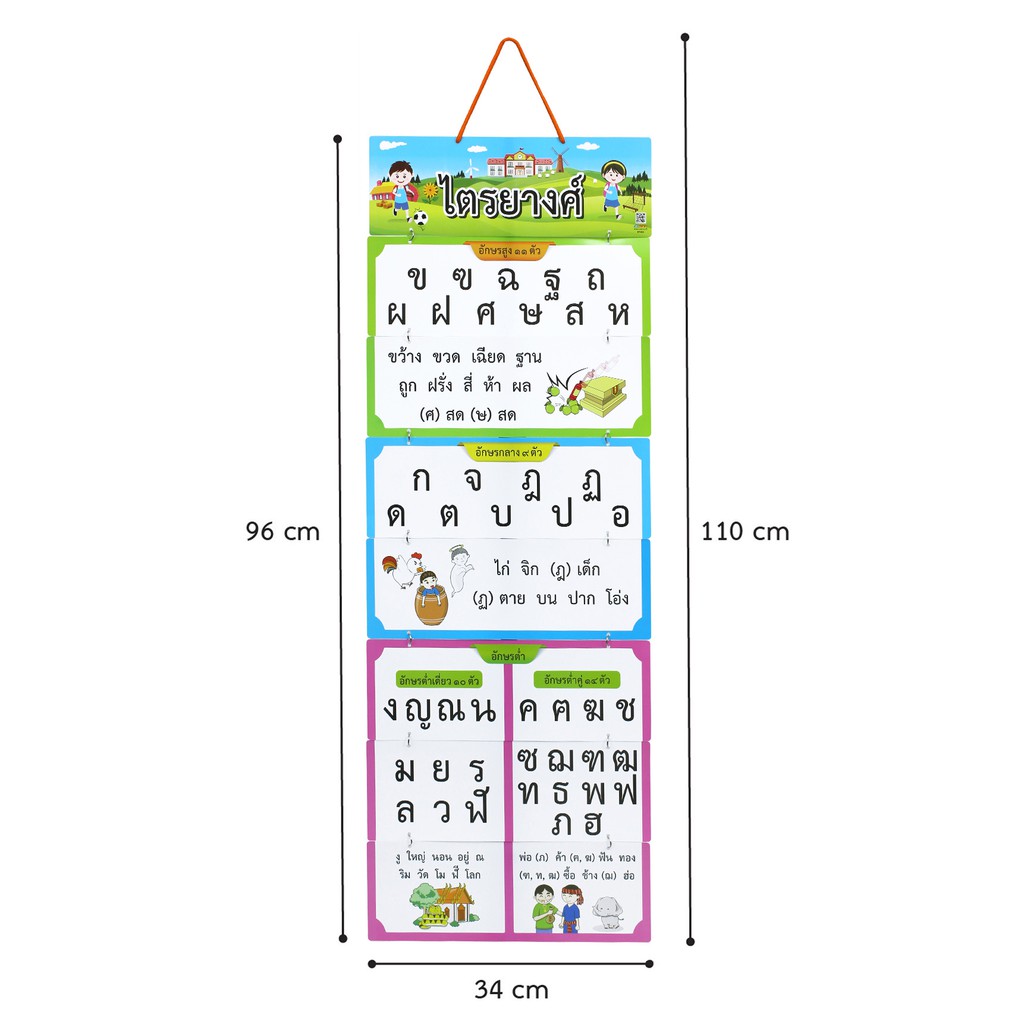 สื่อการสอน แบบแขวน ชุดไตรยางศ์ #ET-623 ใช้ตกแต่งห้องเรียน มุมความรู้เกี่ยวกับภาษาไทย สื่อการเรียนการสอน สื่อการเรียนรู้