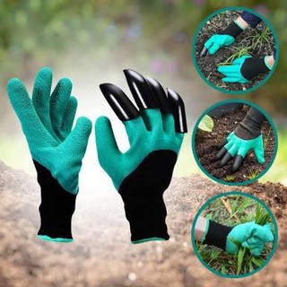 Garden Genie Gloves ถุงมือ ขุดดิน พรวนดิน(ดำเขียว)