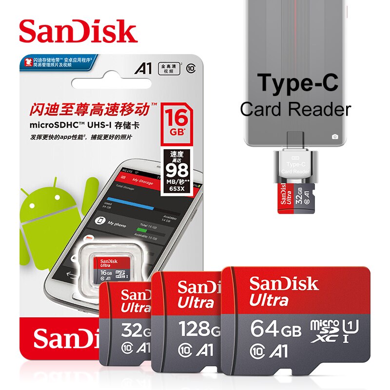Ultra Micro SD 128GB 32GB 64GB 16G Micro SD Card SD/TF Flash Card Memory Card