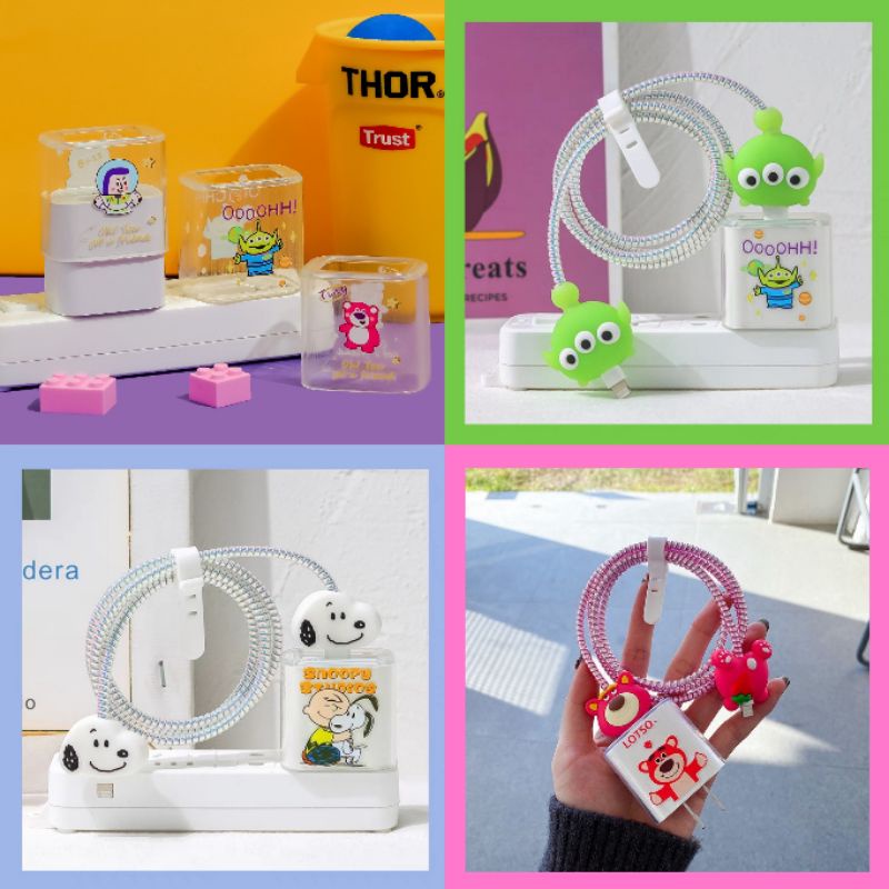 Supercase 18W 20W สำหรับทุกรุ่น ได้ครบชุด Set Cable bite ถนอมสายชาร์จ Tom&Jerry Toy Story