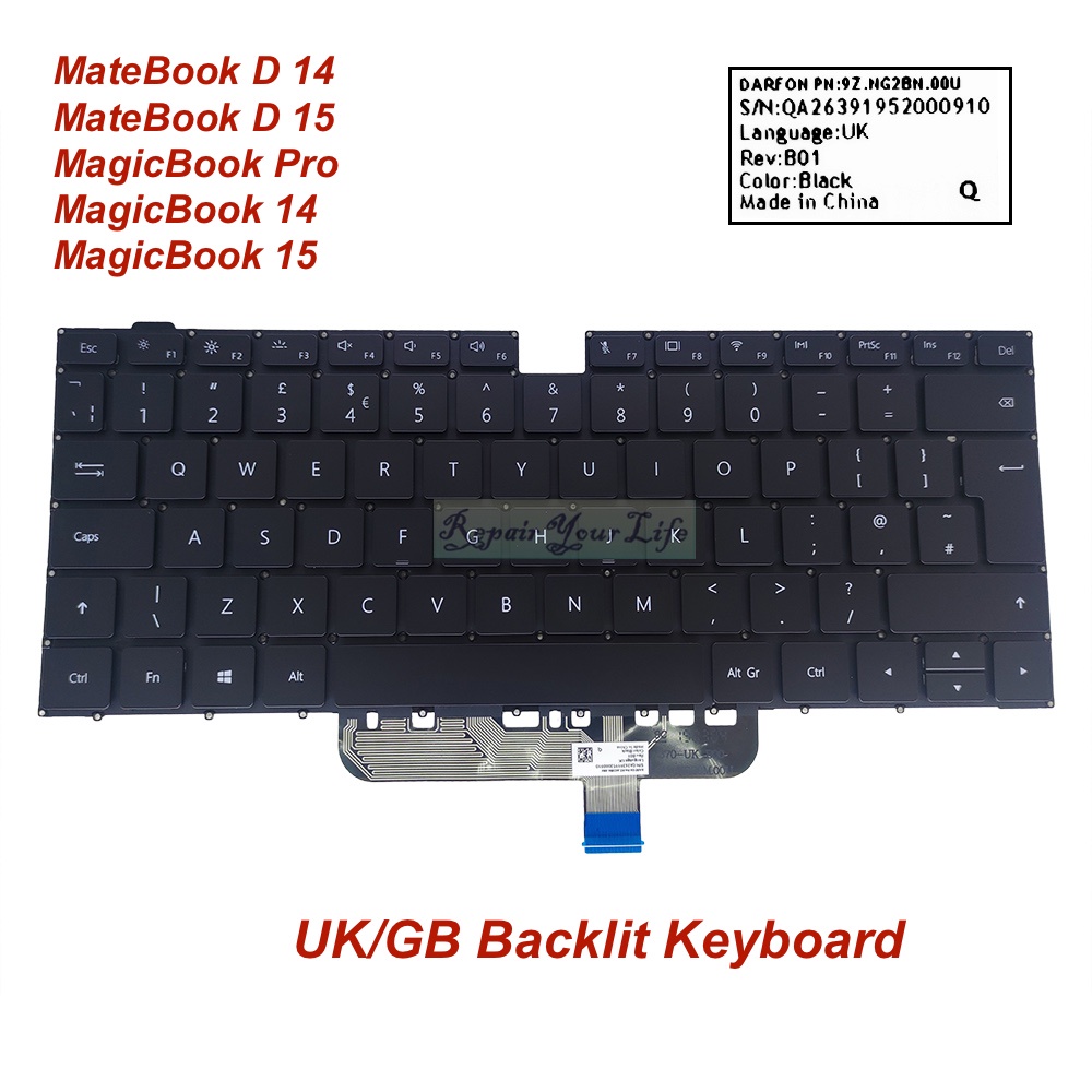 แป้นพิมพ์คอมพิวเตอร์ Laptop Spanish Us Uk Russian Backlit Keyboard