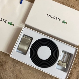 ส่งฟรี🔥 Set เข็มขัดผู้ชาย lacoste แท้💯 มี2หัว สลับใช้ได้ ดำ น้ำตาล ของขวัญ สุดคุ้ม