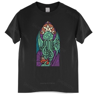 เสื้อยืดผ้าฝ้ายพิมพ์ลายแฟชั่น เสื้อยืด พิมพ์ลายกราฟิก Church Of Cthulhu สีดํา สําหรับผู้ชาย เสื้อยืด พิมพ์ลาย Lovecraft