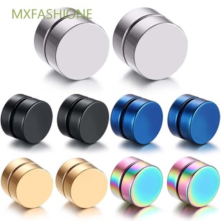 MXFASHIONE Punk Clip Earrings Women Jewelry Earrings Round Shape Magnetic Men Fashion Non Piercing Black Clip on/Multicolor