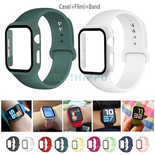 กระจกกันรอยหน้าจอ 44 มม. 40 มม. 38 มม. 42 มม. + เคส+เข็มขัดอุปกรณ์เสริม watch Series 6 5 4 3 Se 40