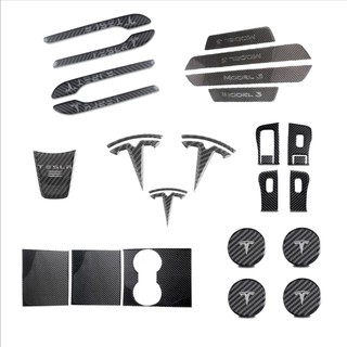 【TESLA MODEL 3/Y Right-Hand Drive】For Tesla Model 3 Carbon Fiber Car Interior Modification Decoration Center Consol Threshold Bar Steering Wheel Decoration