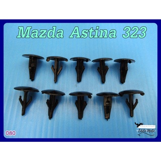 MAZDA ASTINA 323 DOOR SEAL RUBBER LOCKING CLIP "BLACK" SET (10 PCS.) (080)  // กิ๊บยางประตู สีดำ (10 ตัว)