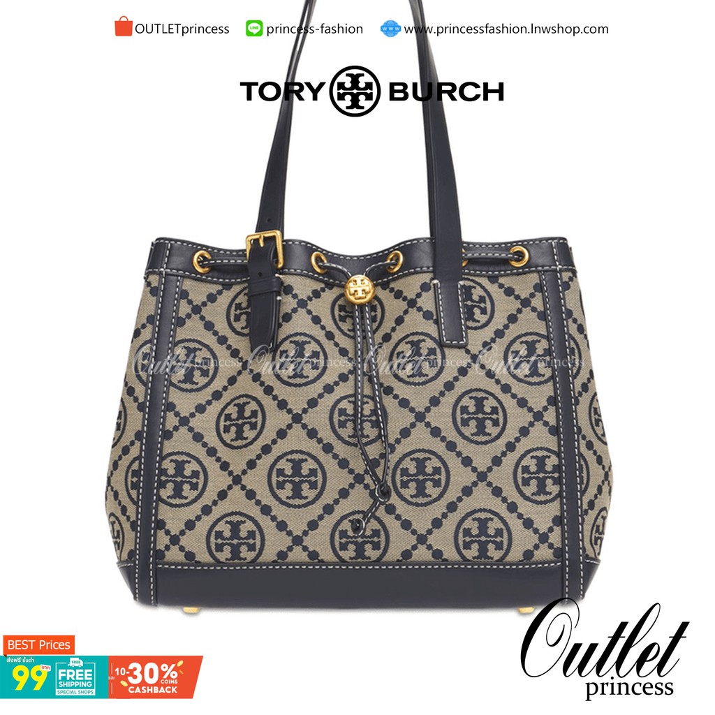 TORY BURCH FACTORY MONOGRAM JACQUARD TOTE BAG กระเป๋าถือหรือสะพายรุ่นล่าสุดดีไซน์ยอดนิยมจาก TORY BURCH FACTORY OUTLET