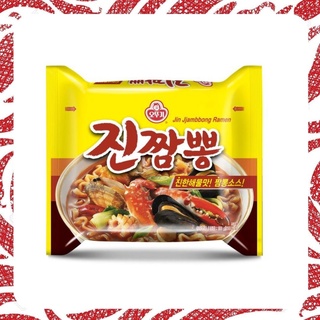 ราเมงเกาหลีกึ่งสำเร็จรูปเกาหลีรสสไปซี่ ซีฟูด Ottogi Jin Jjambbong Ramen 130 กรัม