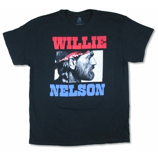 คอตต้อนคอกลมขายดี เสื้อยืดลําลอง แขนสั้น พิมพ์ลายโลโก้ Willie Nelson สีแดง สีฟ้า สีดํา GHmdac50IKfjbf98S-5XL
