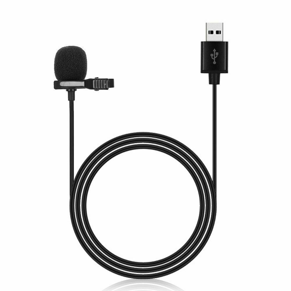 JH-044 USB Wired Mini Clip-On Microphone Lavalier Lapel Mic Phone PC Recording