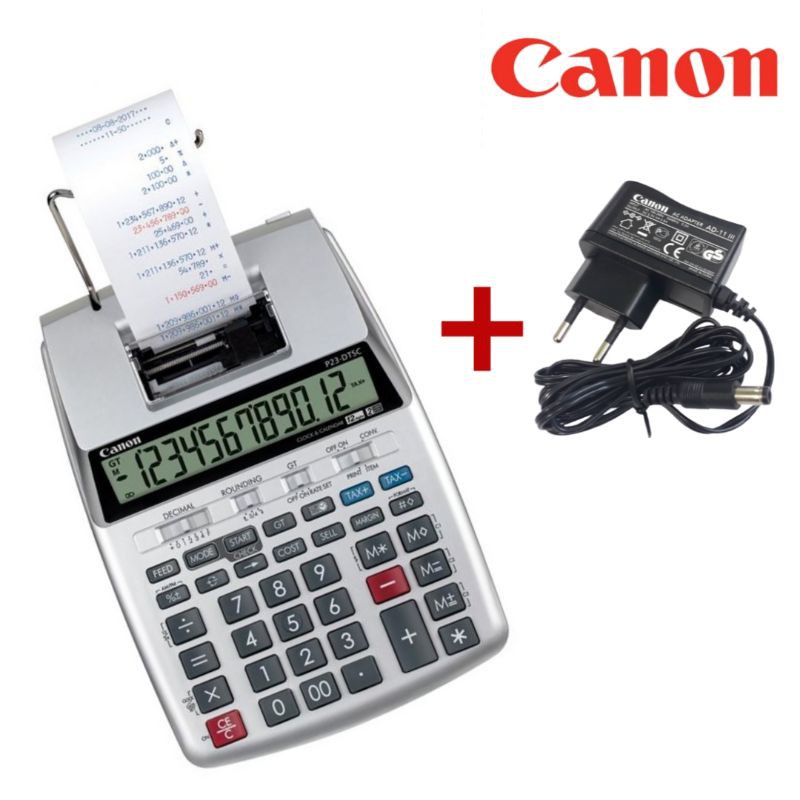 Canon เครื่องคิดเลขพิมพ์กระดาษ Canon P23-DTSC II เครื่องคิดเลขพิมพ์กระดาษบันทึก หน้าจอ LCD แสดงผลตัว