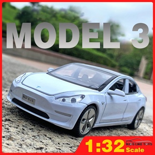 โมเดลรถยนต์ Tesla Model 3 KLT 1 : 32 ของเล่นสําหรับเด็กผู้ชาย ให้เป็นของขวัญวันเกิด