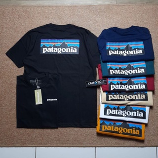 เสื้อยืดลําลอง แขนสั้น พิมพ์ลาย Patagonia สีดํา พรีเมี่ยม