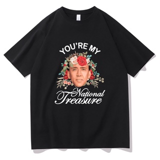 TSHIRTฝ้ายเสื้อยืดวินเทจเสื้อยืดผ้าฝ้าย 100% พิมพ์ลาย Youre My National Trere Nicolas Cage สไตล์คลาสสิก โอเวอร์ไซซ์ แนว