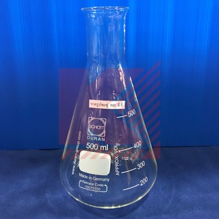 ขวดรูปชมพู่ Erlenmeyer Flask, 500ml ทนไฟ