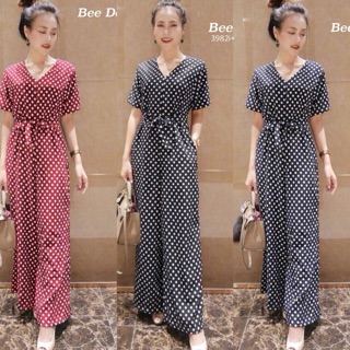 [Ead Shop] จั้มสูทลายจุด +สายผูกเอว Polka dot jumpsuit + waist tie