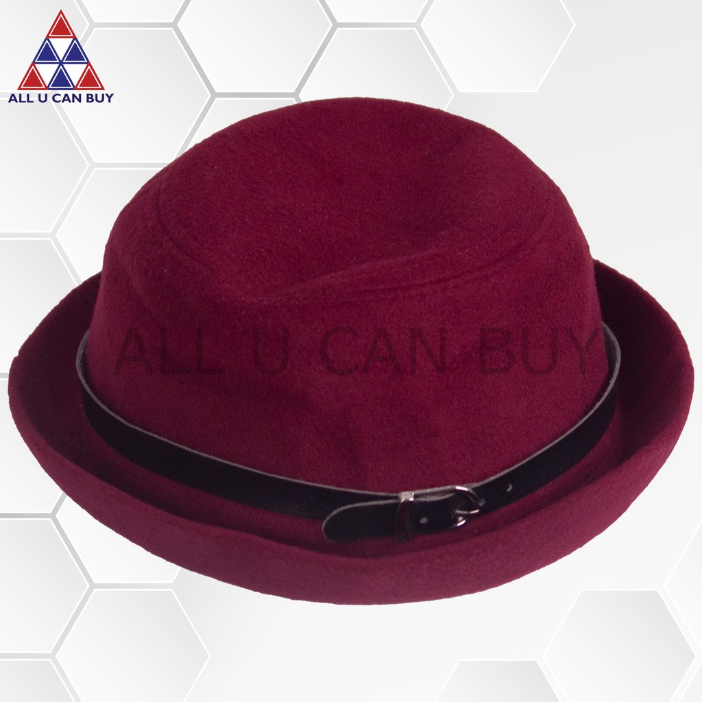 ALL U CAN BUY หมวก หมวกแฟชั่น สีแดงเลือดหมู