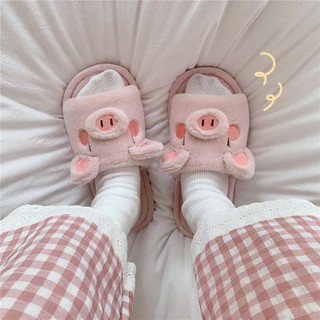 รองเท้า รองเท้าใส่ในบ้าน  สไตล์ญี่ปุ่น รองเท้าสลิปเปอร์ (Slipper) รองเท้าแตะ ใหม่ ฤดูใบไม้ร่วงและฤดูหนาว น่ารัก ลื่น การ