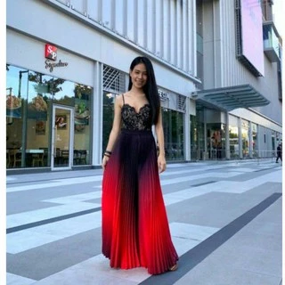 Pleat two-tone pants พร้อมส่งครบสี!! กางเกงพลีท กางเกงอัดพลีทขายาว สีพื้นแบบไล่เฉด เอวเย็บสม็อค