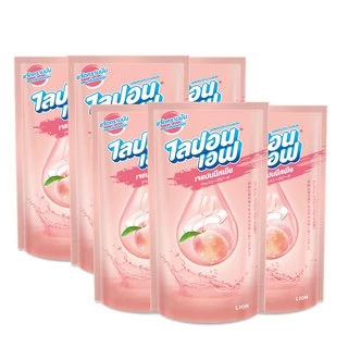 Lipon F ผลิตภัณฑ์ล้างจาน ไลปอนเอฟ เจแปนนีส พีช (Japanese Peach) ชนิดถุงเติม 450 มล. 6 ถุง