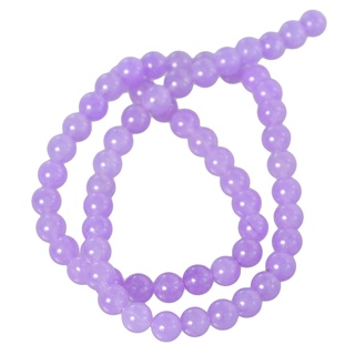 ลูกปัดหินแท้รูปทรงกลมลาเวนเดอร์ควอร์ท (Lavender Quartz Round 7 mm) สีม่วงอ่อน (LZ-0518)