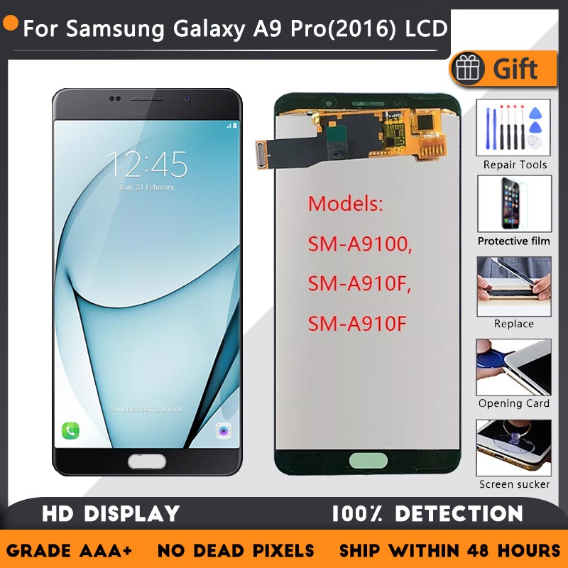 จอแสดงผล Super AMOLED สําหรับ Samsung Galaxy A9 Pro 2016 A910 A9100 A910F SM-A9100 LCD Touch Screen 