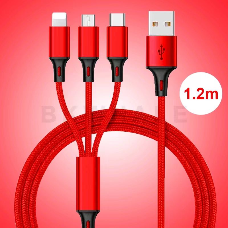 สายชาร์จ 3in1 USB Type C / Android Micro/iPชาร์จได้รวดเร็ว