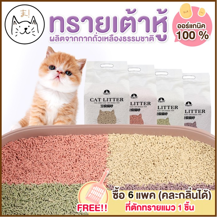 Kuma ま ทรายเต้าหู้ ออร์แกนิค100% ผลิตจากกากถั่วเหลืองธรรมชาติ ทรายแมว Cat Litter ทรายแมวเต้าหู้ (6 ลิตร). 