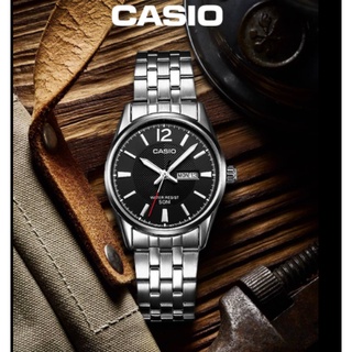 นาฬิกา Casio รุ่น MTP-1335D-1A นาฬิกาข้อมือผู้ชาย สายแสตนเลส หน้าปัดดำ - มั่นใจ ของแท้ 100% รับประกันสินค้า 1 ปี