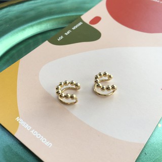 (Z65) Earcuff ตัว U ประดับตุ้มหมุด (สีทอง) (ชิ้นเดี่ยว)ต่างหูสำหรับคนไม่เจาะหู