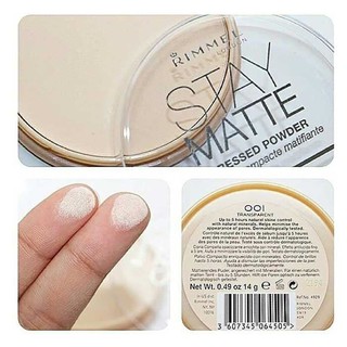 Rimmel Stay Matte Longlasting Pressed Powder #001 สำหรับผิวปกติ ของแท้ พร้อมส่ง