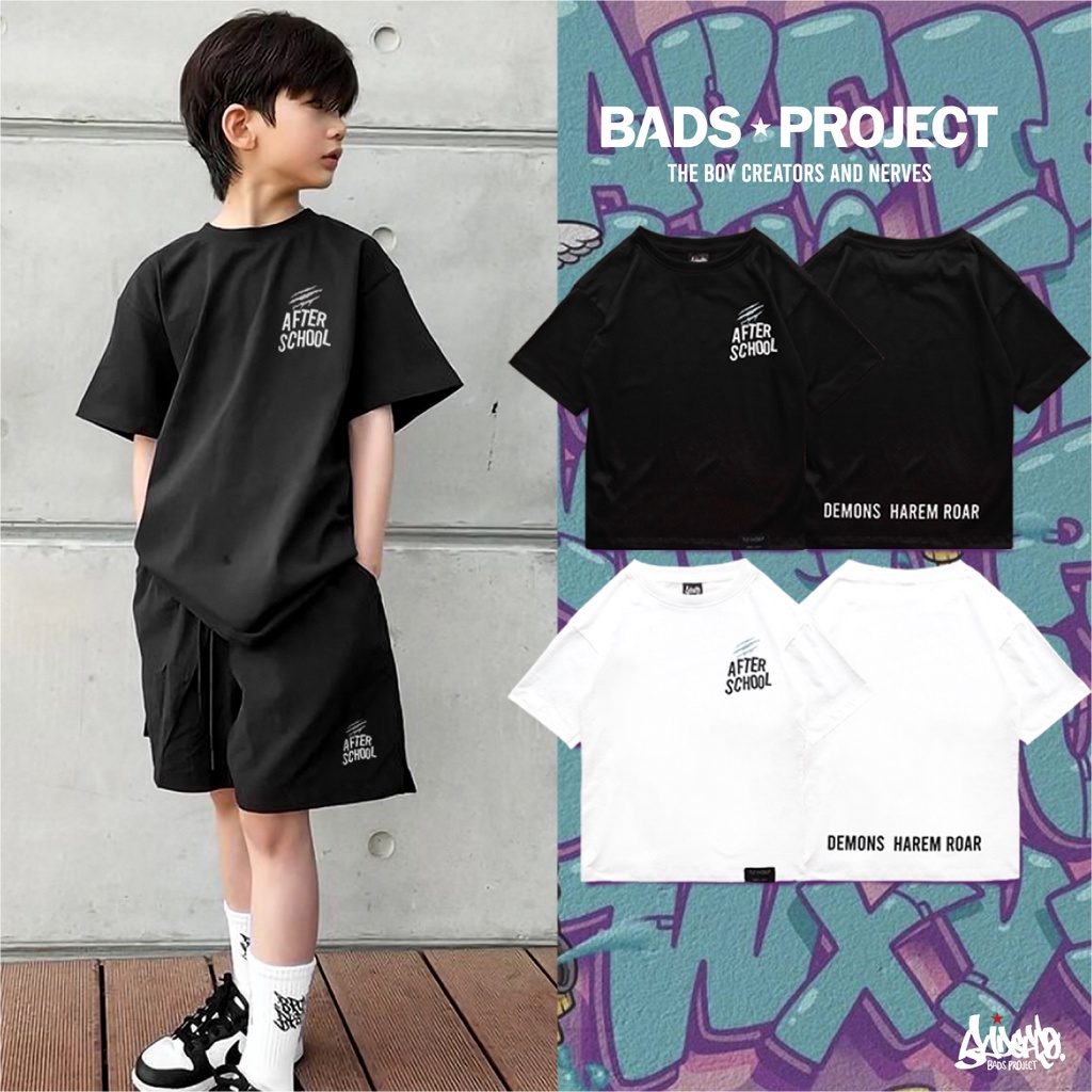 9.9 SALE ® เสื้อยืดเด็ก Oversize รุ่น After School สีดำ ขาว แนวสตรีท Boy&Girl เด็กผู้ชาย หญิง Kols