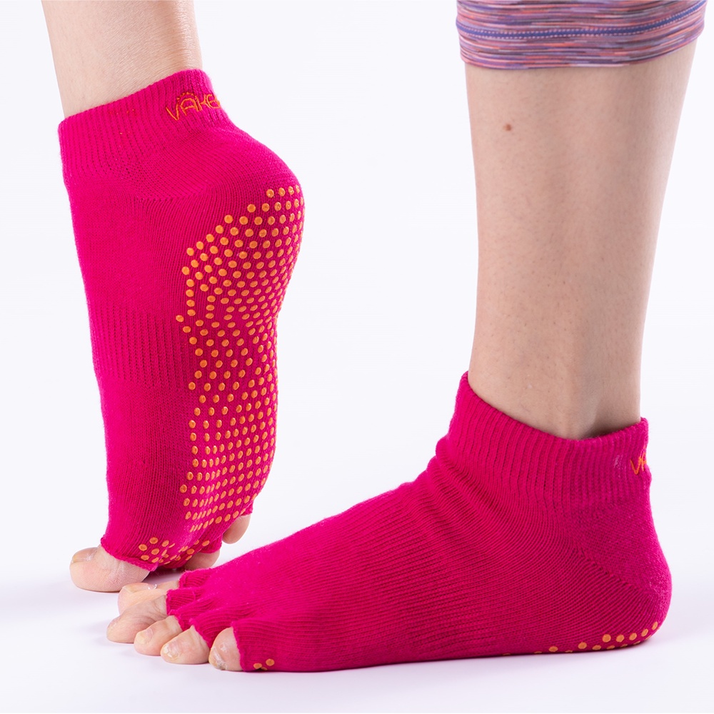 Vaken ถุงเท้ากันลื่นเปิดนิ้ว-1 คู่ต่อแพ็ค Vaken รุ่น Grip Socks Pink -1 Pair/Pack