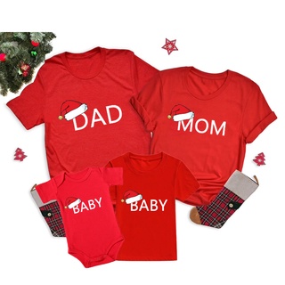 Santa Hat Family Matching T-shirt Family Suit Tee Merry Christmas Family Clothes 471