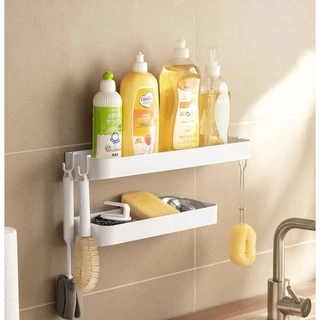 Omocha | Plastic Wall Shelf ชั้นวางของติดผนัง ไม่ต้องเจาะ ติดกาว สำหรับห้องน้ำ/ห้องครัว มินิมอล