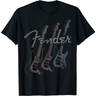 เสื้อยืดวินเทจเสื้อยืด พิมพ์ลายโลโก้ Fender Stacked Guitar สําหรับผู้ใหญ่S-4XL