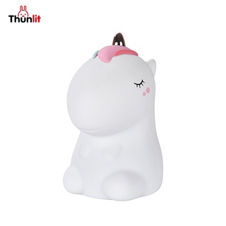 Thunlit โคมไฟกลางคืนยูนิคอร์น โคมไฟกลางคืน USB 1200mAh แบบชาร์จ 7สี ไฟตกแต่ง แสงไล่โทนสี