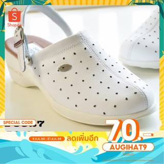 [ลด70.-ใช้โค้ด AUGIHAT9] รองเท้า สีขาว​ รองเท้าพยาบาล เปิดส้นf5927