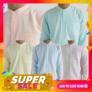 เสื้อเชิ้ตผู้ชาย แขนยาว คอจีน สีพื้น เสื้อคนอ้วน Size : M-6XL ผ้า Oxford ใส่สบาย ใส่ทำงานก็ได้ ใส่เที่ยวก็ดูดี (KJ03)