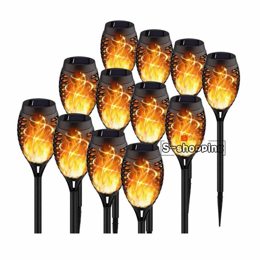 （1pcs）HY12  ไฟปักสนาม mini Solar light 12 LED เปลวไฟ  ใช้ในสวน  *